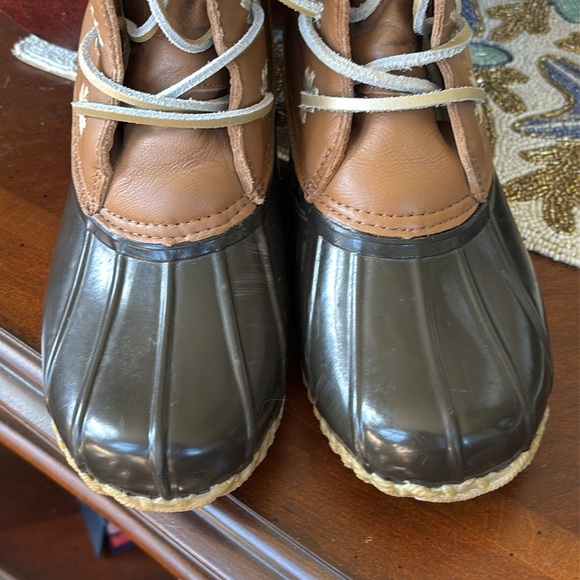 Jack Rogers Chloe Duck Classic Rain Boots Lace Up Leather Rubber Waterproof - Picture 4 of 15